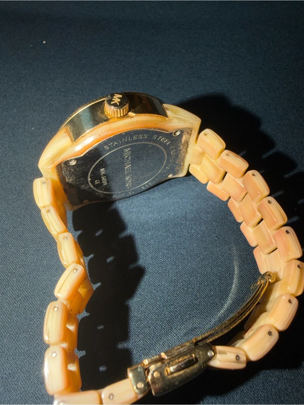 Michael Kors Peach and Gold Resin Chronograph Watch